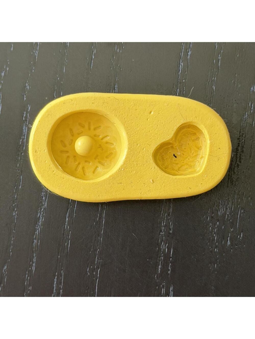 Yellow Silicone Mold with Heart and Circular Designs